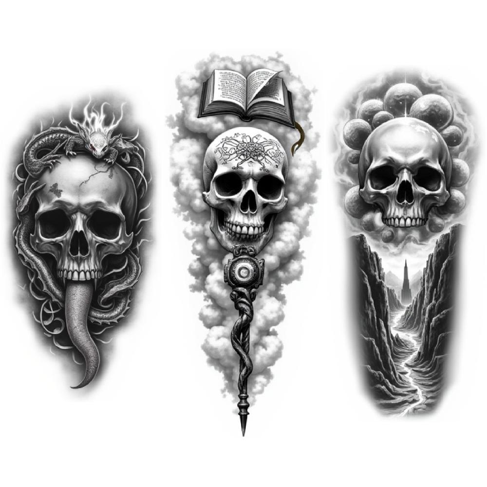 3pcs Temporary Tattoo Realistic Temporary Tattoos Wings Bat Flowers For Thighs Arms Men