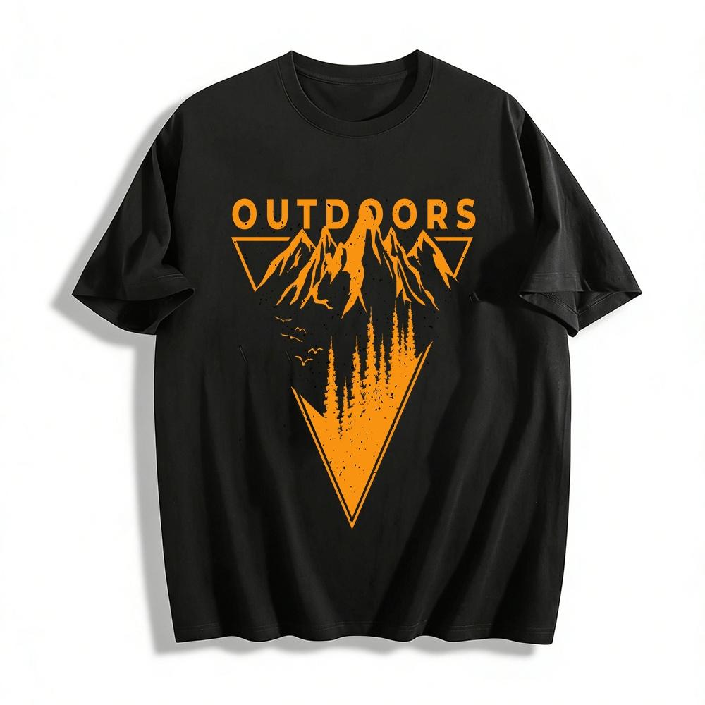 Outdoor Mountain Forest Print Casual T-Shirt Unisex Breathable Top Pure cotton T-shirt XXS