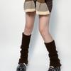 Dames Winter Herfst Dik Geribbelde Gebreide Beenwarmers Harajuku Effen Kleur Japanse Stijl Voetbedekking Dij Hoge Sokken
