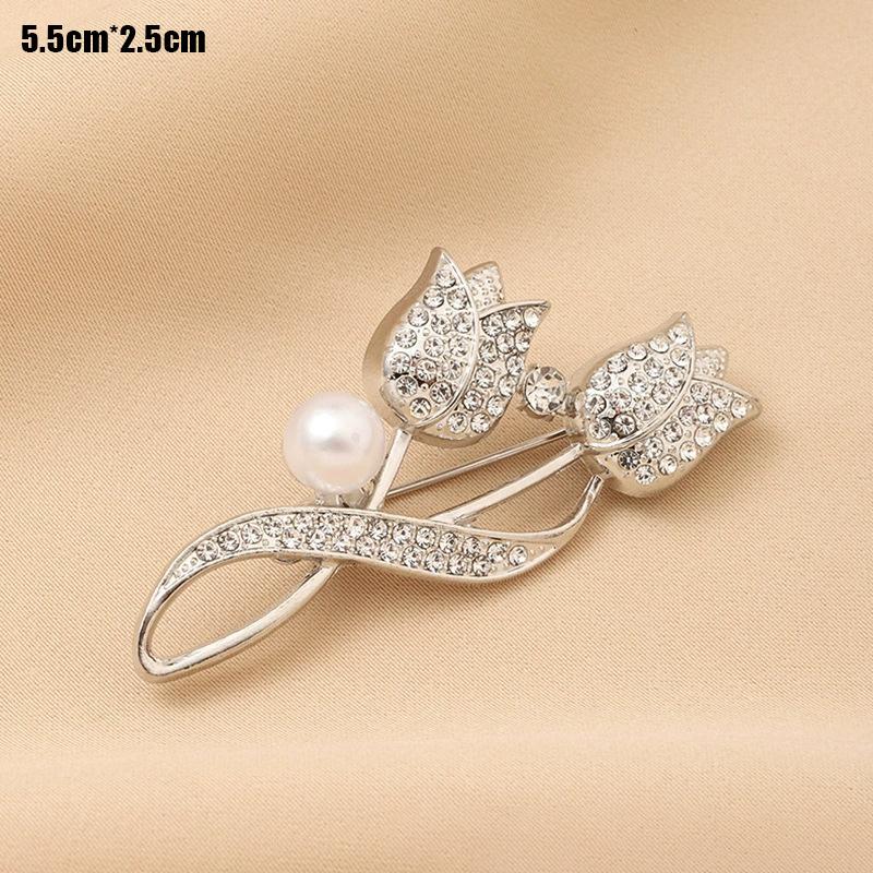 Pearl Tulip Small Western-Style Ornaments Single-Stitch Brooch Mourning Brooch For Women