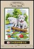 Cross Stitch Embroidery Embroidery Embroidery Kit with Printed Pattern and Japanese Two White Puppies (TOZO Factory) Kit, Set, Instructions, 14CT,