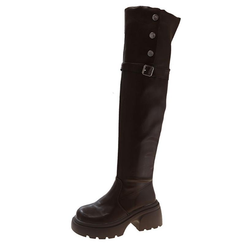 Thick-soled over-the-knee boots for women's spring and autumn new two-wear versatile and thin retro thick-heeled knight boots long boots