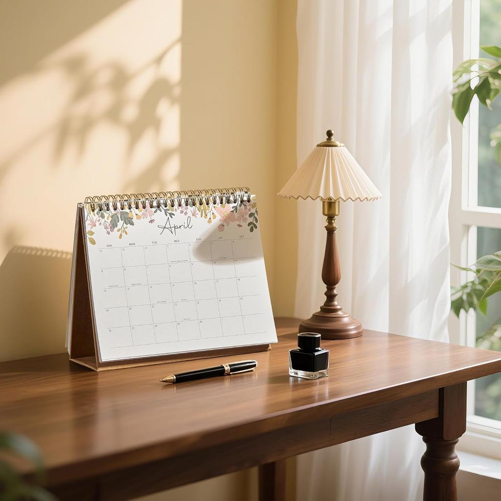 Small Desk Calendar 2026, Gimoner Standing Flip Desktop Calendar Covers 12 Months Runs from January 2026 to December 2026, Floral Design Calendars