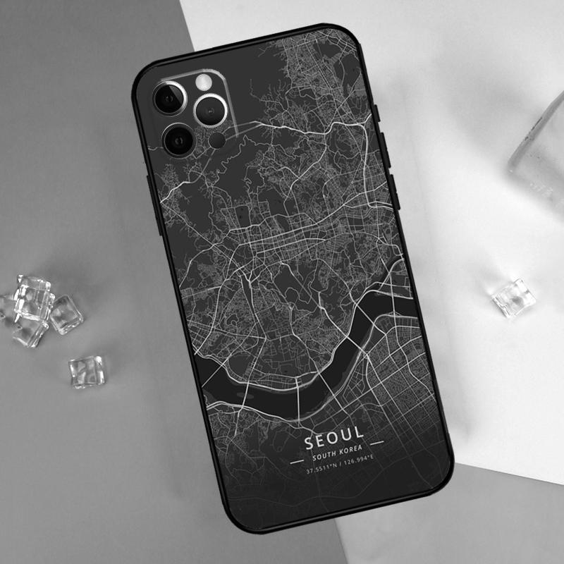 

Ins Travel Country Sketch City Map Phone Case For iPhone 16 Pro Max 13 12 Mini 11 14 15 Pro Max XR 16 15 Plus 16e Cover Shell iPhone 12 mini