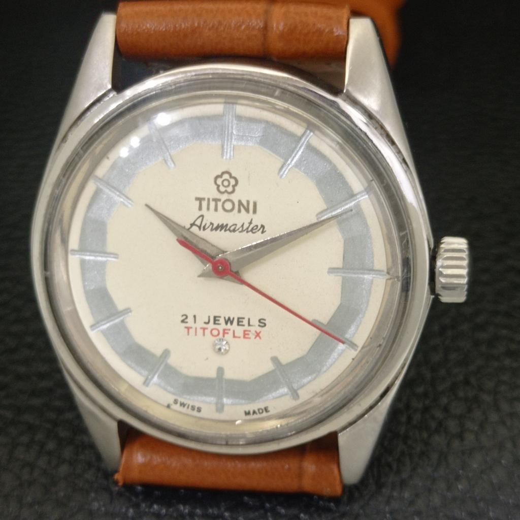 Titoni AIRMASTER TITOFLEX VINTAGE HAND-WINDING SWISS MENS WHITE WATCH A703216-1