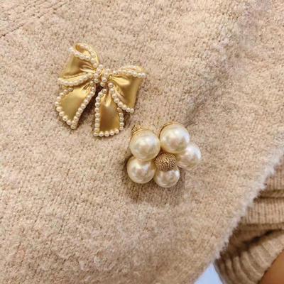 Korean Retro Pearl Bow Brooch - Elegant Fairy Style Suit Accessory
