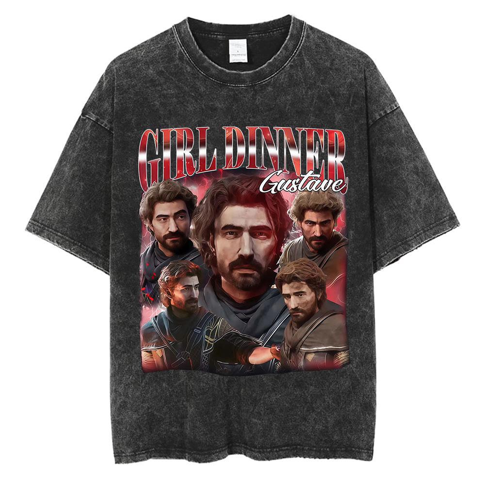 Game Clair Obscur ExpéDition 33 Vintage Washed T Shirts Mens Women Casual High Quality Oversized Cotton Tshirt Fans Streetwear