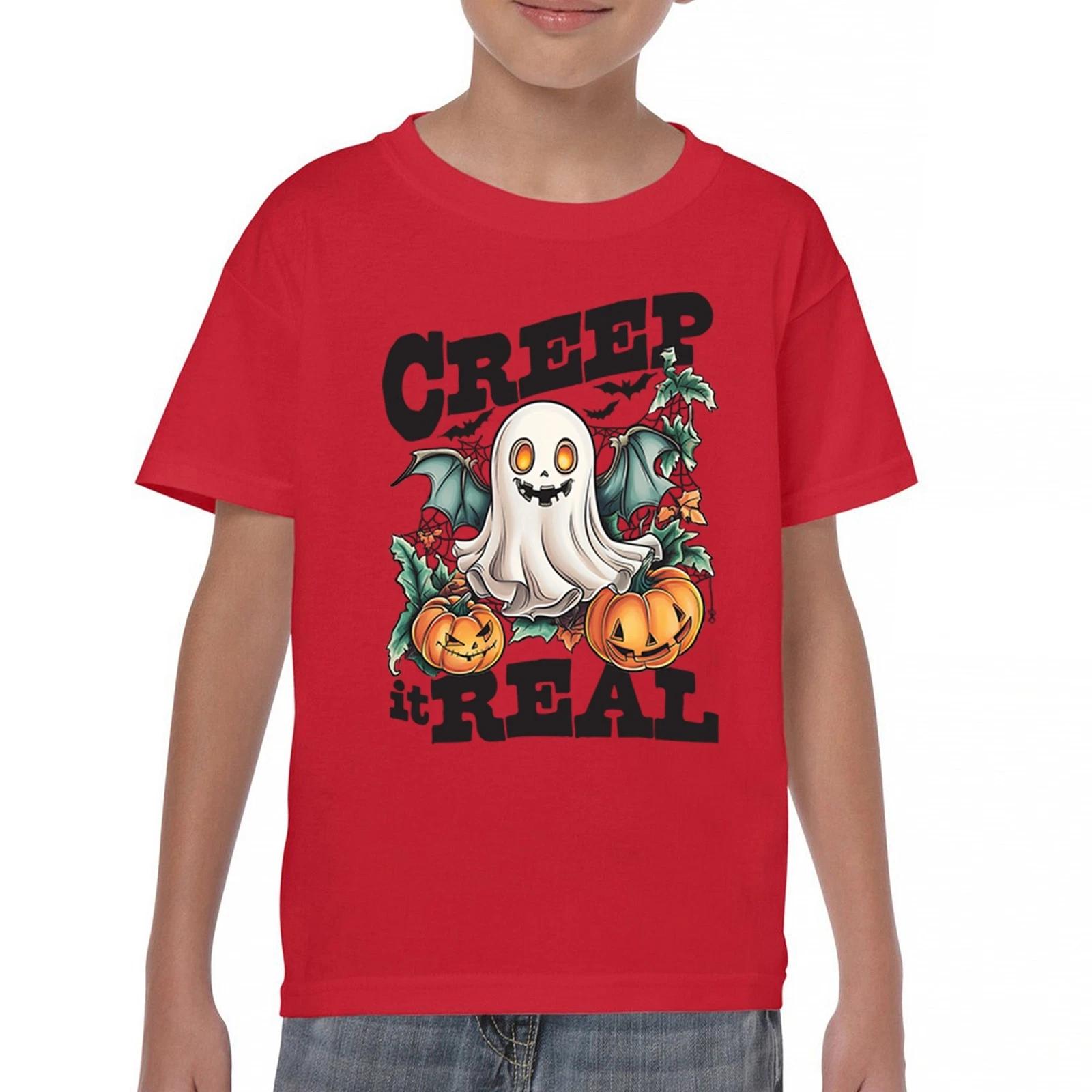 Creep It Real Youth kids boys T-Shirt Funny Trick Or Treat Ghost Boo Jack O Lantern Kids 110