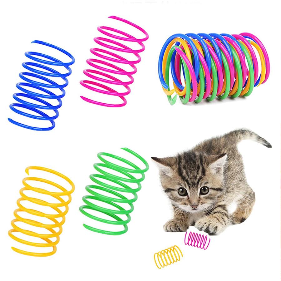 4Pcs Colorful Cat Spring Toys, Bouncing Toy for Indoor Cats, Kitten Interactive Play, Fun & Safe for Cats to Chase