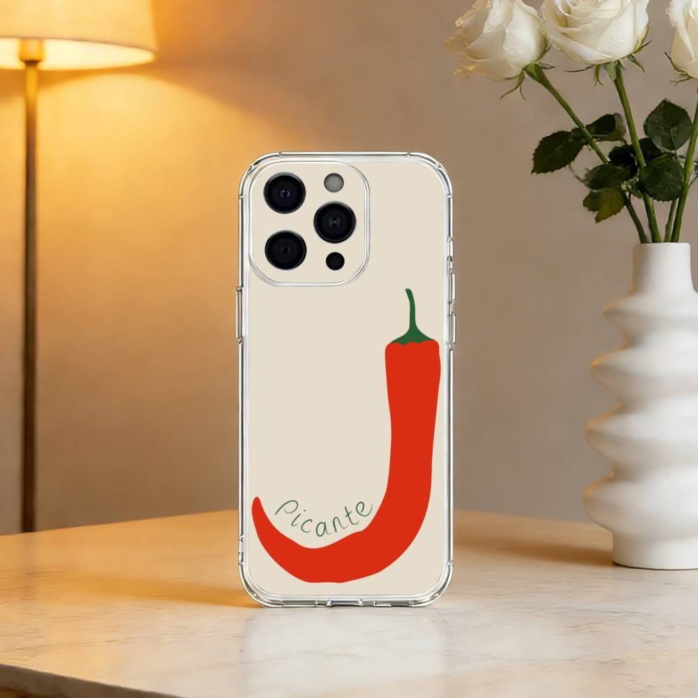 Love Red Chili Phone Case For iPhone 17 16 15 14 13 12 11 Mini Pro Max Plus Transparent Cover