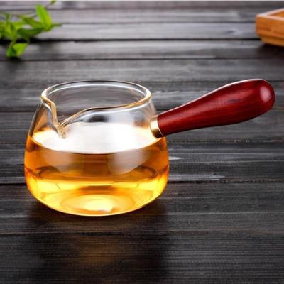 350ML Hochborosilikatglas Teeausgießer Kreative Fair Cup Adlermaul Seite Holzgriff Hitzebeständiges Kung Fu Tee-Set Teekanne