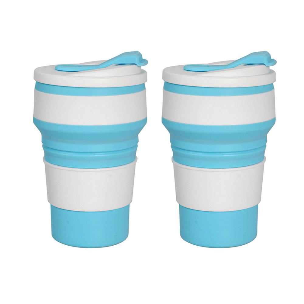 12 Oz Kullanımlık Silikon Katlanabilir Kapaklı Bardak Kamp için 350 ml 500 ml Taşınabilir Katlanır Kahve Fincanları Seyahat için