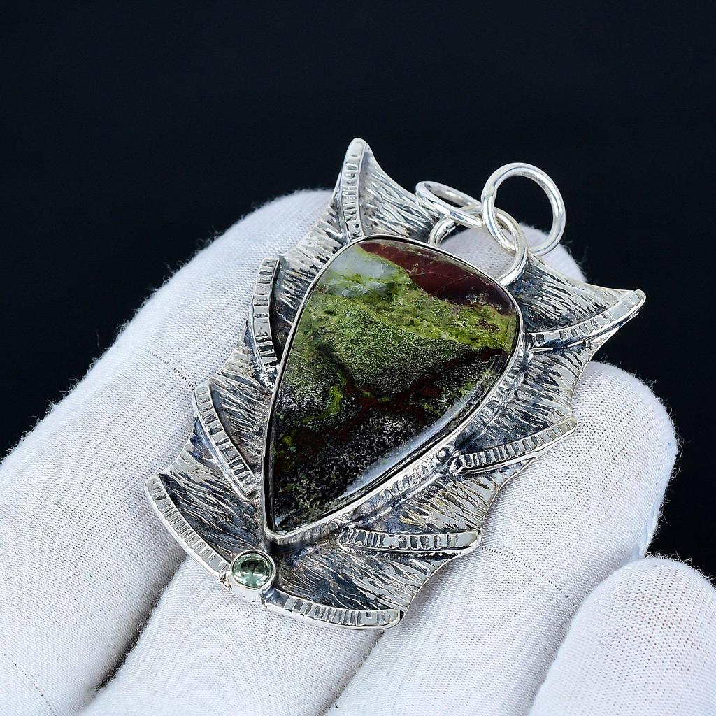 Dragon Blood Jasper Pendant, 925 Sterling Silver Handmade Jewelry, Dragon Blood Silver Pendant, Party Wear Jewelry For Women's, Pendant Gift For Love
