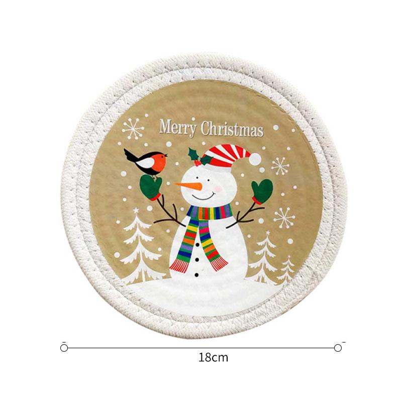 1PCS Christmas Coaster Woven Insulated Coasters Anti-skidding Fireproof Pad Coffee Drink Mug Mat Dining Table Decor Tableware