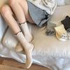 Fashion Girls Lolita Kawaii Cute Middle Tube Socks Sox Sweet Solid Color Black White Gray Long Socks Ruffle Socks Women