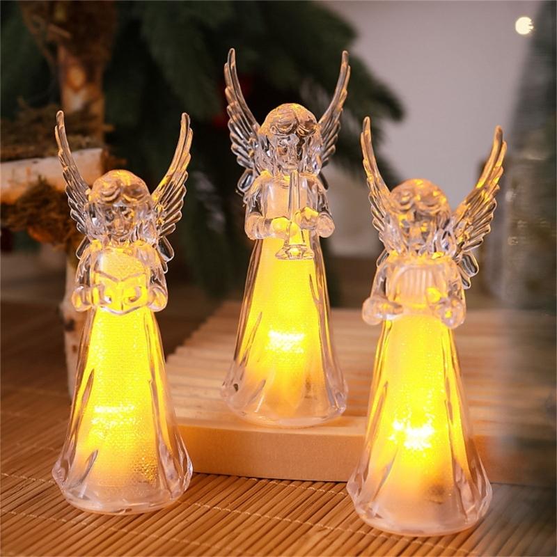 4Pcs Clear Angel LED Night Lamp Cartoon Bedsides Ornaments Creating Warm Ambients Lighting