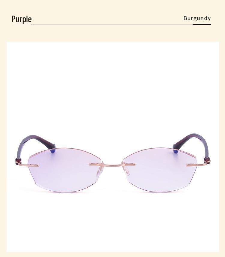 Stylish Retro Frameless Glasses with High-End Diamond Cut Edges and Anti-Blue Light for Women