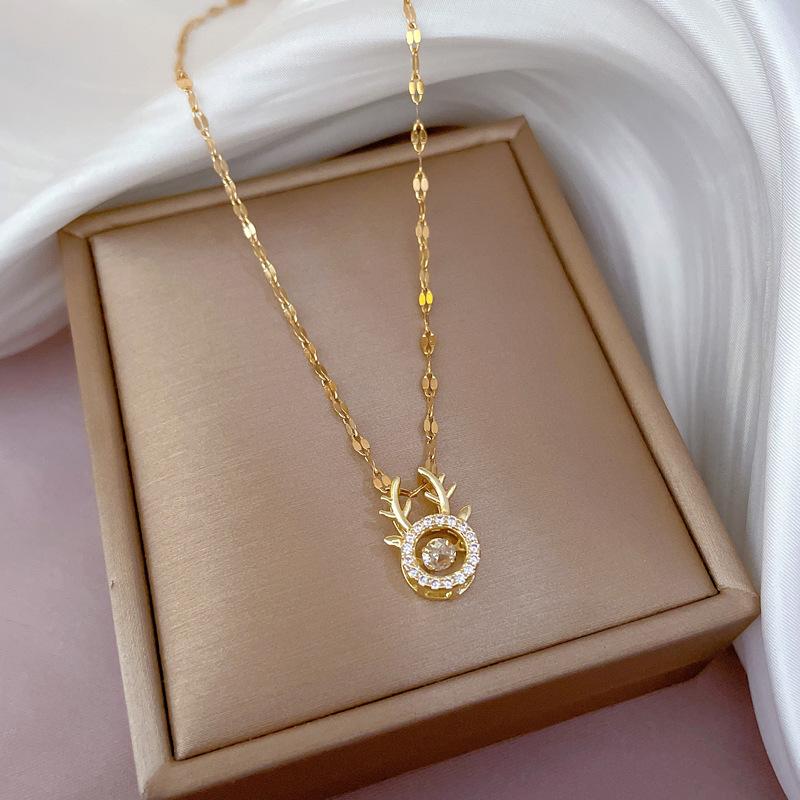 Yilu Has Your Antlers, Smart Necklace, Female Beating Zircon Collarbone Chain, Simple Jewelry.
