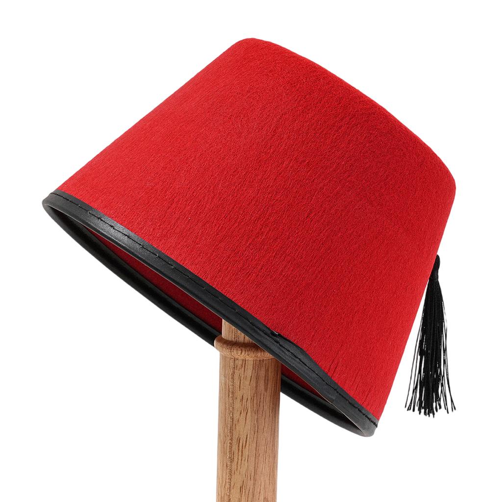 Cappello turco esotico Copricapo a tema marocchino con nappe nere Cappello Fez Cappello a tema egiziano Copricapo unico