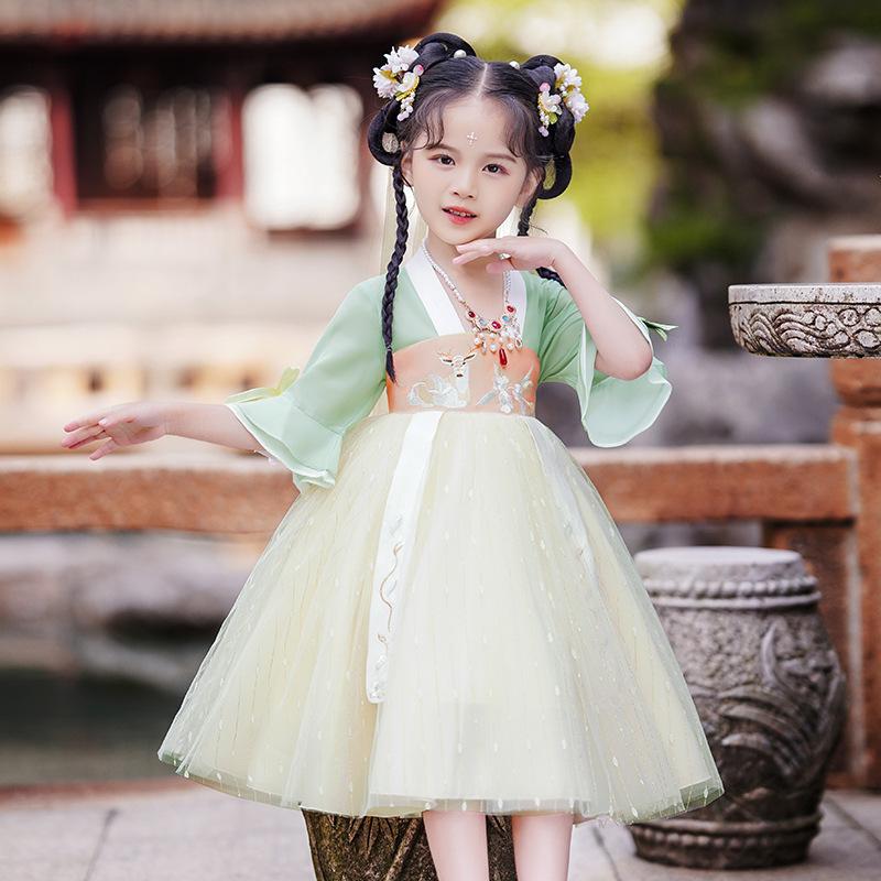 

Древний костюм ханьфу для девочек, детское платье для маленьких девочек в китайском стиле, платье Тан, юбка принцессы, национальный костюм, детский XXXL