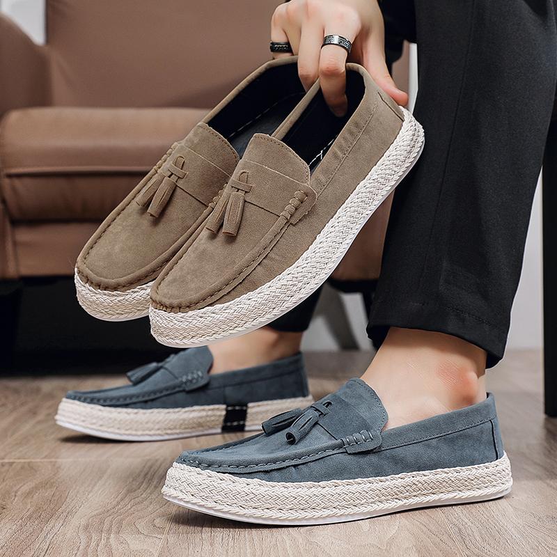 Men's Suede Fringed Loafers Espadrile Sole Slip on Shoe Casual Driving Shoes Flat Vulcanized Shoes Designer Shoes Luxus 2025