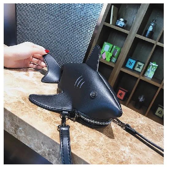 Euro-America Style Shark Shoulder Bag PU Flap Purse Mini Bag Lovely Animal Crossbody Funny Bag