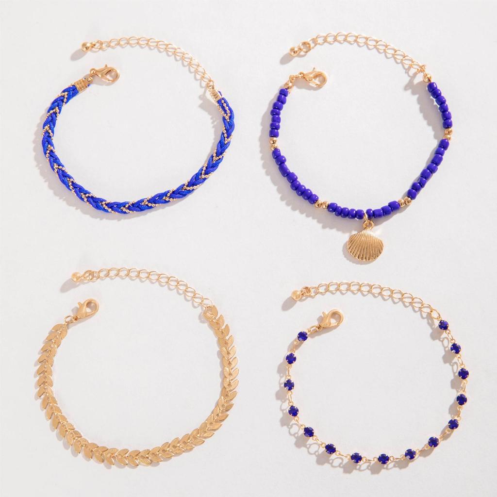 Bohemian Style Rice Bead Shell Multi-layer Bracelet Ethnic Wind Cord Woven Bracelet Four-piece Set