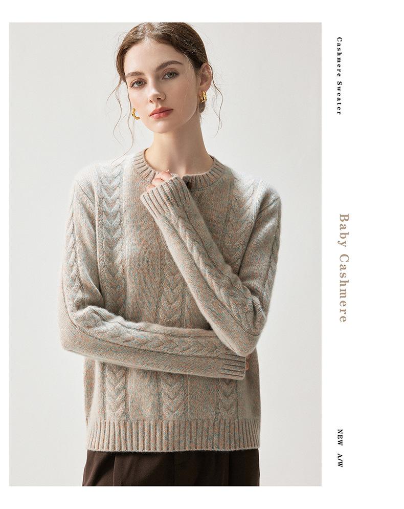 Pull élégant en tricot cachemire pour femme, Automne/Hiver 2026: Col rond, Demi-boutonnage, Coupe ample, Épais et élégant
