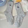 Sock Children's Mid-length Autumn-winter Cute Cartoon Cat Pile-up Socks for Girls, Spring-autumn Long Socks with Embroidery