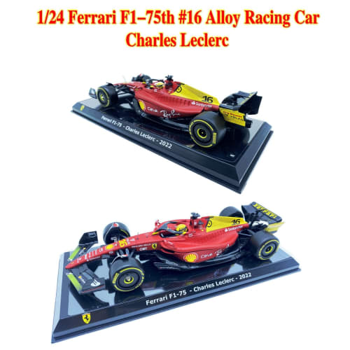 HTLNUZD Bburago 1/24 2023 F1-75#16 Leclerc Ferrari 75th Anniversary Alloy Formula One Racing Car Diecast Collectible Vehicle Model for Collection