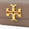 Tory Burch TB Eleanor Leder Matt Klapptasche mit Doppel-T-Logo Einzelne Schulter Crossbody Kordelzug Kette Kleine Quadratische Tasche Damen Klein Braun