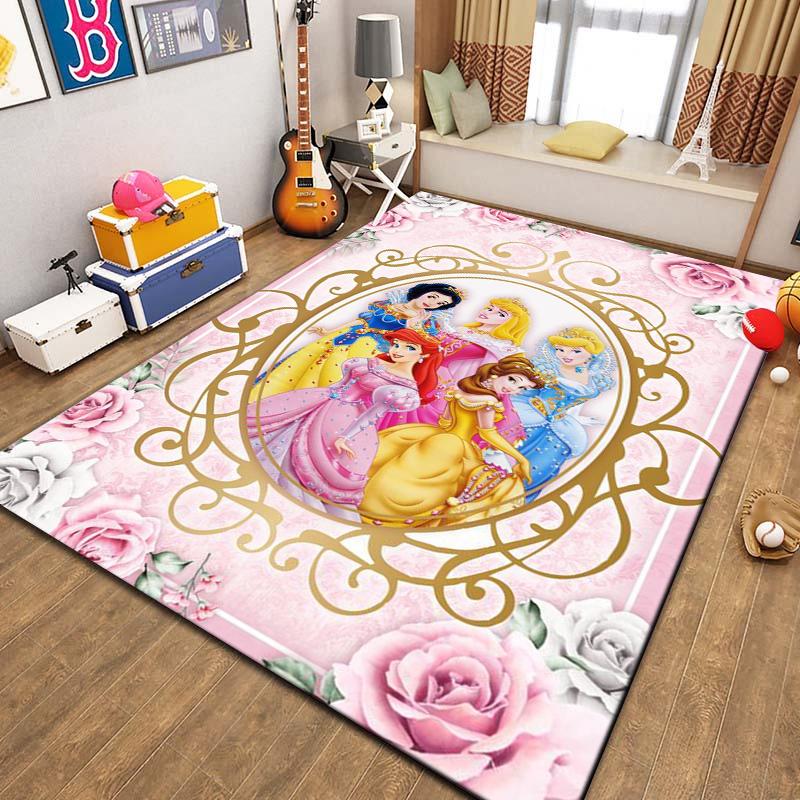 Beautiful All Princess Theme Cartoon Carpet for Living Room Bedroom Sofa Doormat Decor Rug Kid Non-slip Floor Mat Girl Nice Gift