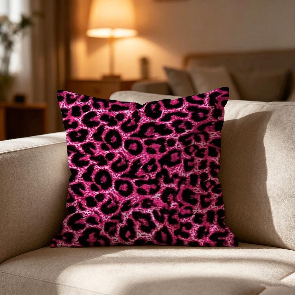 Pink Leopard Pattern Pillow Case Cushion Cover Soft Washable Pillow Case MultiScene For Couch Bed Travel Office Use