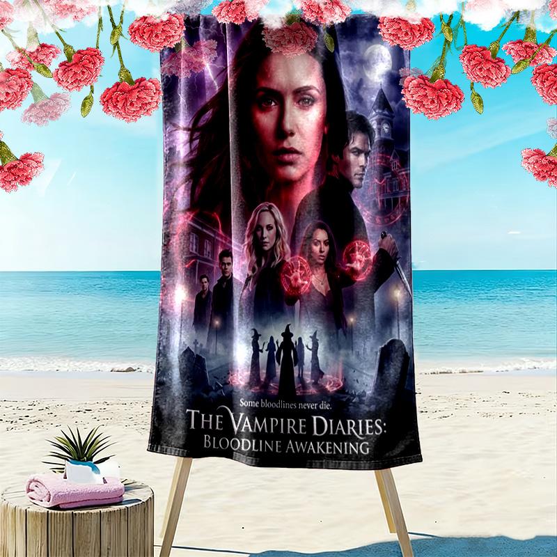 Vampire Diaries Print Strandtuch, Großes Weiches Schnelltrocknendes Handtuch für Strand Camping Schwimmen