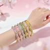 Enamel Flower Butterfly Bangle Chinese Traditional Women's Hand Bracelet  Stacking Wear