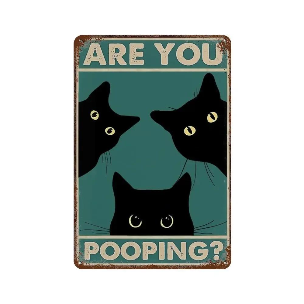 Funny Coffee Sign Retro Cat Posters Metal Tin Sign Vintage Kitchen Signs Coffee Bar Sign Cat Wall Art Poster Cats Home Decor