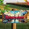 Amsterdam Vintage Metal Tin Sign, 2D Flat Aluminum Decorative Plaque, 6x12 Inches, Wall Hanging, Multipurpose for Home, Bar