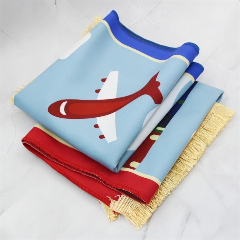 Cartoon Print Prayer Mat Worships Blanket Worship Floor Carpet Nonslip Soft Portable Travel Praying Rug Ramadans Gift