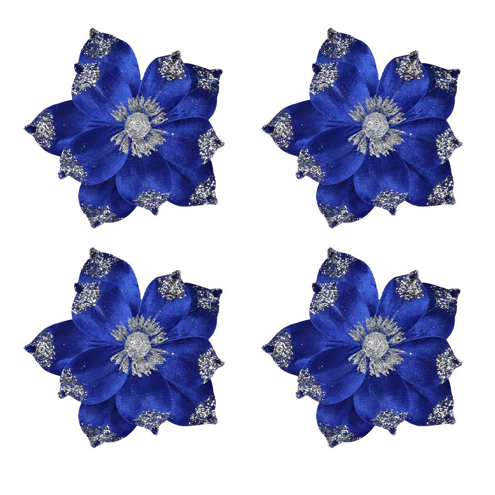 4Pcs Christmas Artificial Flowers Xmas Flower Heads Christmas Tree DIY Decor Home Decor Christmas Trees Hanging Ornaments