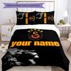 3pcs Custom Name Galatasaray logo Bedding Set Duvet Cover Closure Includes 1 Duvet Cover&2 Pillowcases for All Seasons Bedroom Decor
