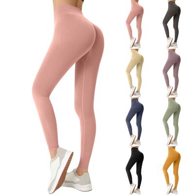Moda feminina cor sólida calças de ioga cintura alta calças de moletom skinny calças de fitness