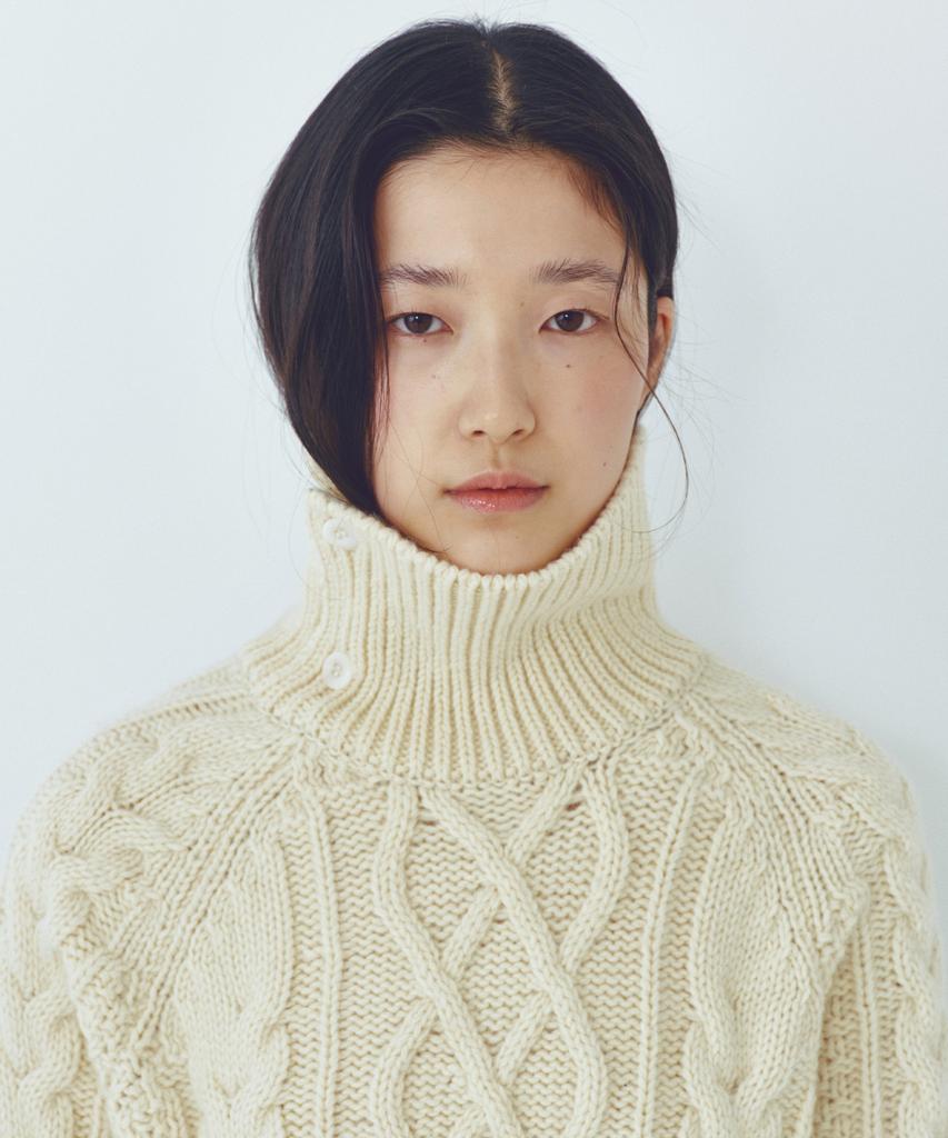 CITTA Wool Made Button High-Neck Grandma Kint_Ctk248(Butter)