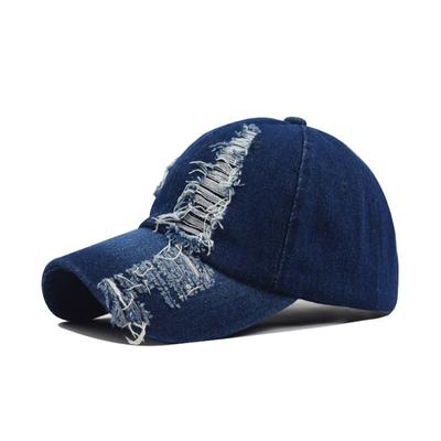 Men And Women Holed Caps Simple Hats One Size Fashion Washed Cotton Holed Denim Baseball Caps