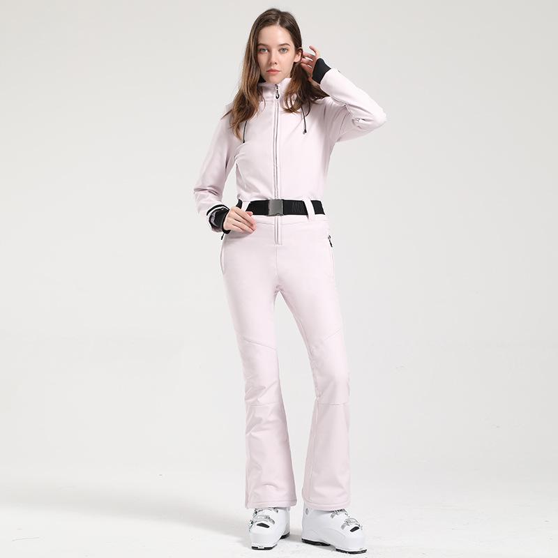 Dámská lyžařská souprava slim fit: Větruodolné, Vodotěsné, Prodyšné a Zateplené Jednodílné Sněhové Oblečení.