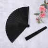 2 Pcs Folding Hand Fan, Black Nylon-Cloth Vintage Retro Fabric Hand Held Fans Chines/Spanish Foldable Fan for Women/Men Wedding Party Favor