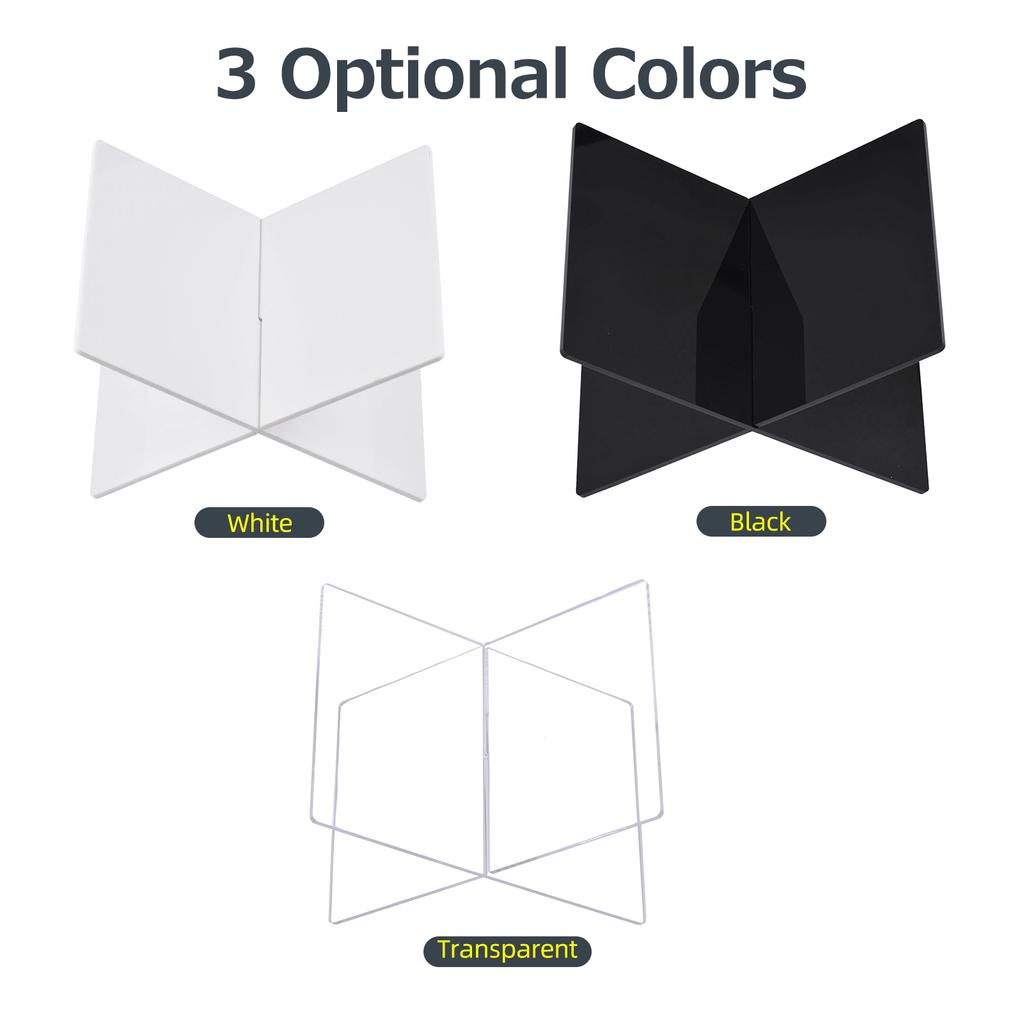 Akryl Bokstativ Utstillingshylle X-formet Bokhylle for Kokebok Oppskrift Meny Magasiner Eventyrbok