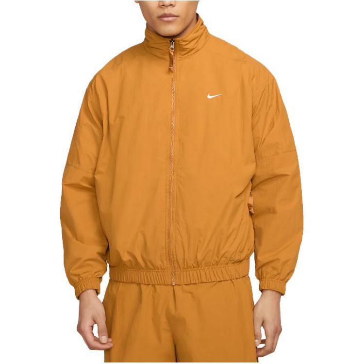 Nike Solid Color Logo Zip Pocket Stand Collar Jacket Men Jackets Ginger DQ5201-754