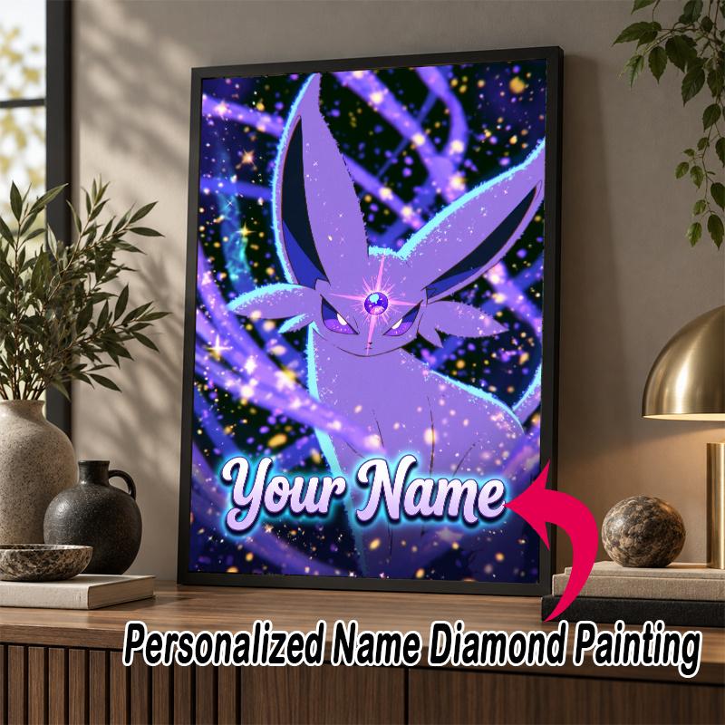 Personalized espeon Diamond Art Custom Name 5D Diamond Painting Full Drill DIY Craft
