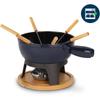 Set à fondue - HKOENIG - MONT JOUX - 6 personnes - Fonte émaillée - Socle en bois naturel