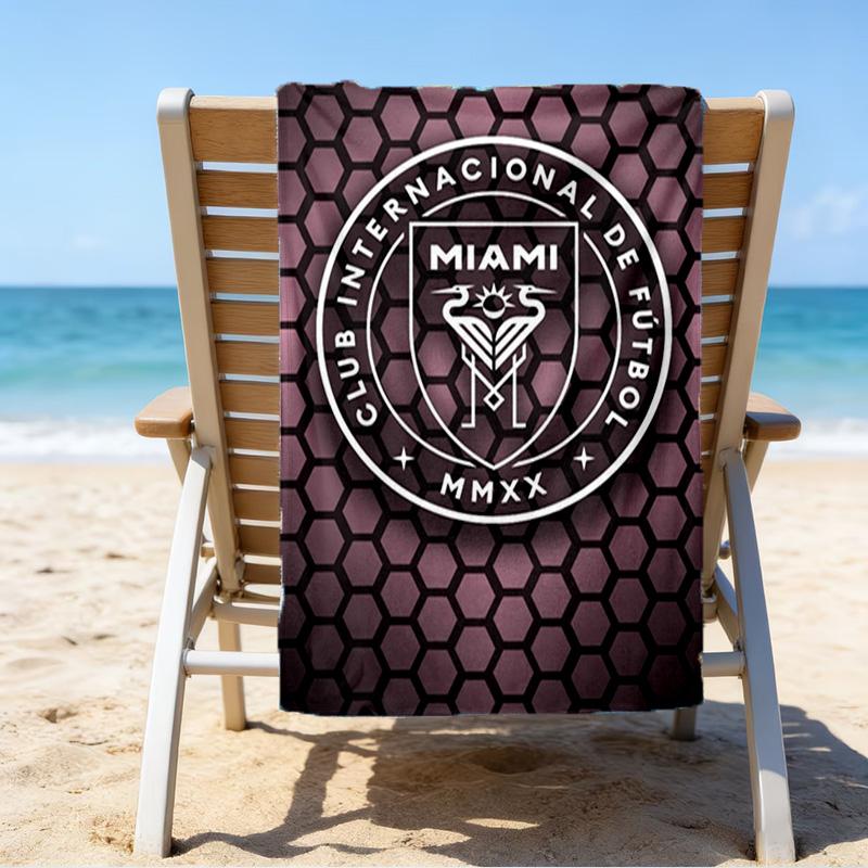 Inter Mi-ami Fc Emblem Printed Beach Towel, Super Soft Microfiber, Perfect Gift Birthday, for Pool, Beach, Travel, for family and friends